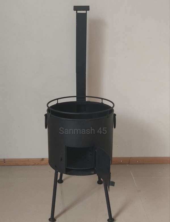 Пічка 45 см для казана 15л-32л + довгий, розбірний, зйомний димохід