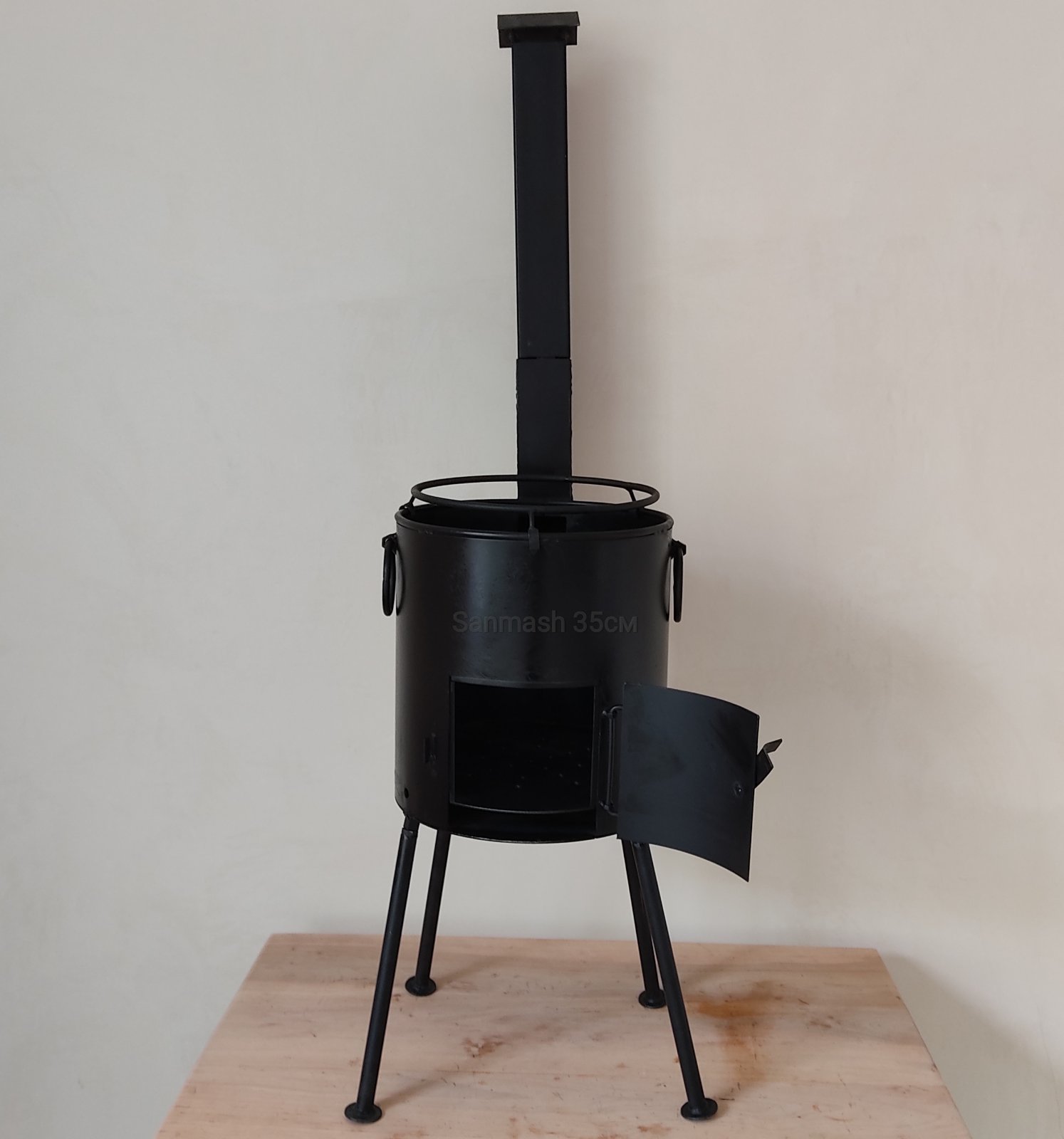 Пічка 35 см для казана 8-12л + довгий, розбірний, зйомний димохід